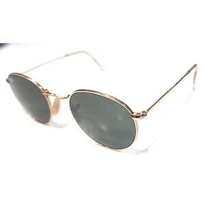 Ray Ban RB3447 001 Gold Metal Green Round Sunglasses 50-21 145